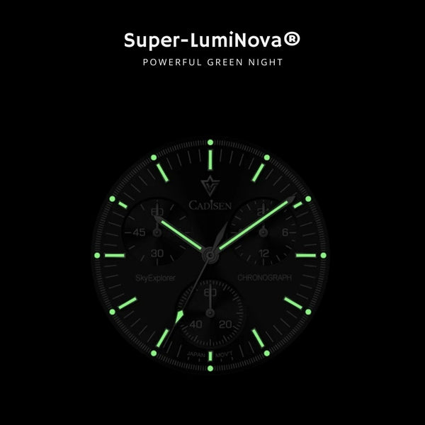 Relógio Cadisen Quartzo Cronógrafo Altavia Alpine branco lumen com super-luminova