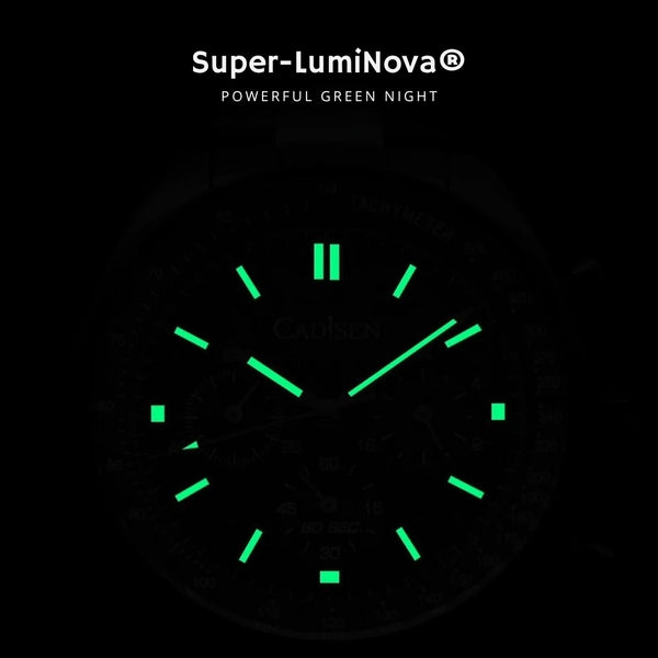 Relógio Cadisen Quartzo Cronógrafo Le Mans Glacier White branco com lumen super-luminova