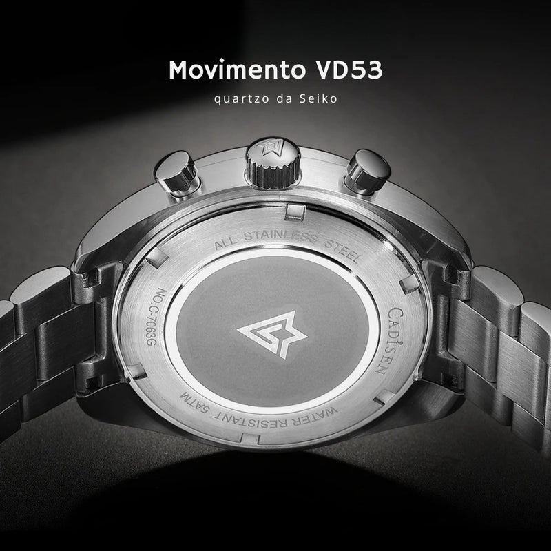Relógio Quartzo Cronógrafo Le Mans Phantom Black preto com movimento seiko vd53