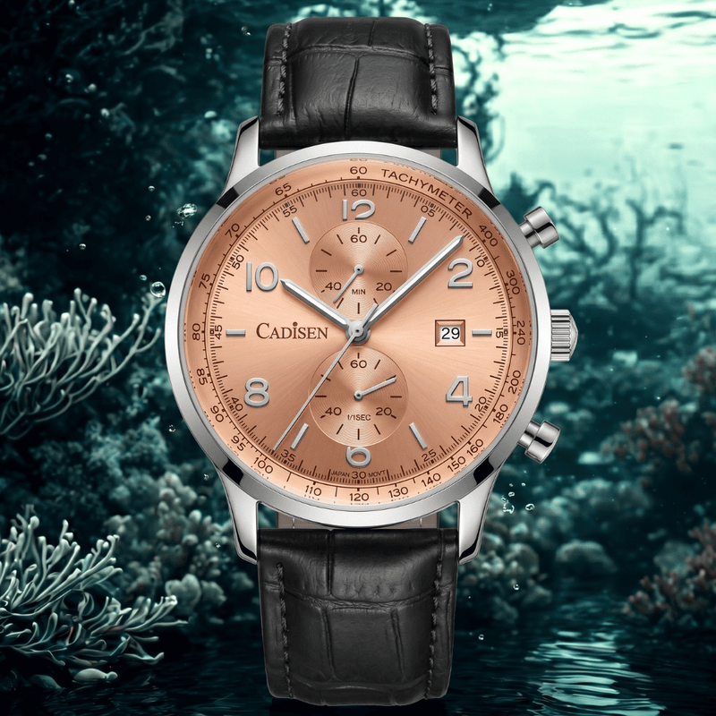 Relógio Quartzo Masculino Laranja Cadisen Aurelis Cameo 10